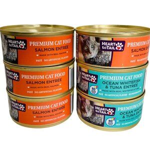 6 Heart To Tail Premium Cat Food 5.5 Oz Cans - Real Salmon, Tuna & Whitefish